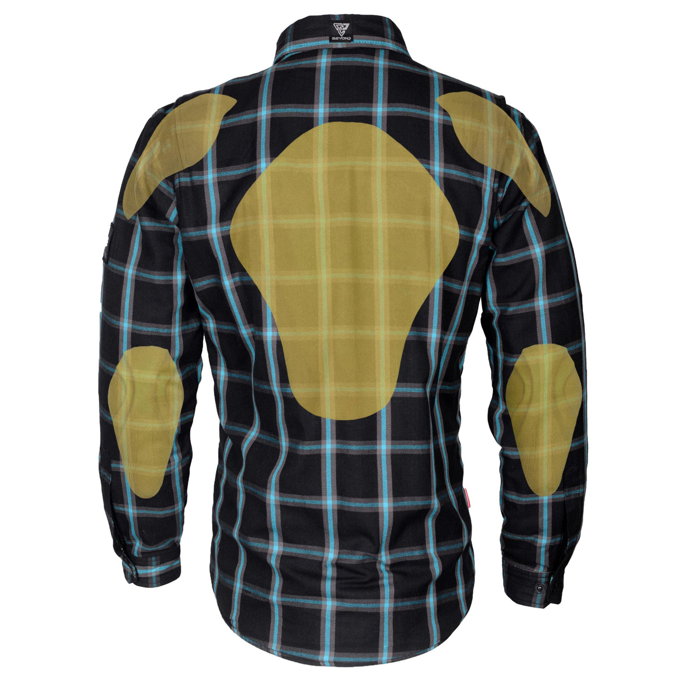Protective Flannel Shirt with Pads "Blue Bypass" - Black and Blue Stripes