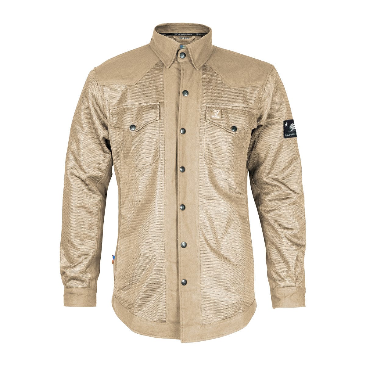 Protective Summer Mesh Shirt with Pads - Khaki Solid