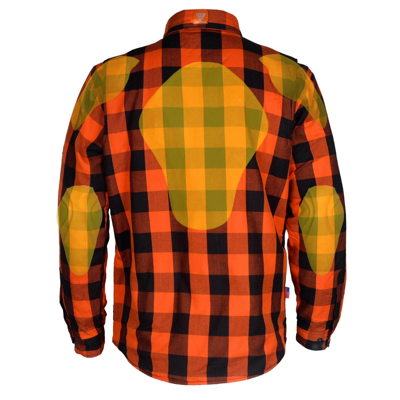 Protective Flannel Shirt with Pads "Autumn Blast" - Orange and Black Checkered