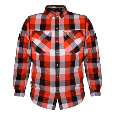 Protective Flannel Shirt with Pads "American Dream" - Red, Black, White Checkered