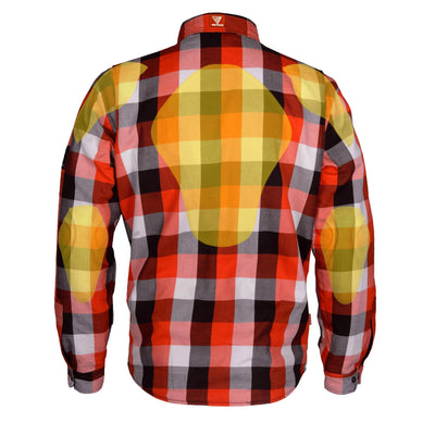 Protective Flannel Shirt with Pads "American Dream" - Red, Black, White Checkered