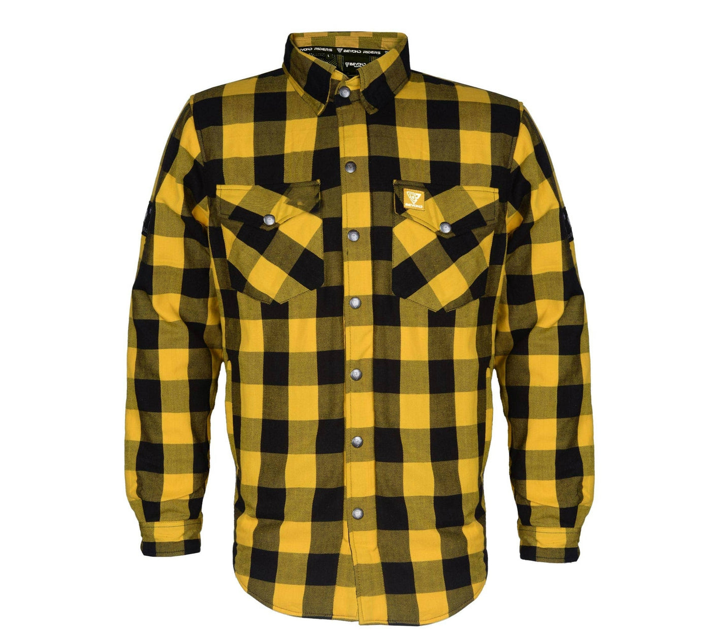 Protective Flannel Shirt with Pads "Blaze of Glory" - Yellow and Black Checkered