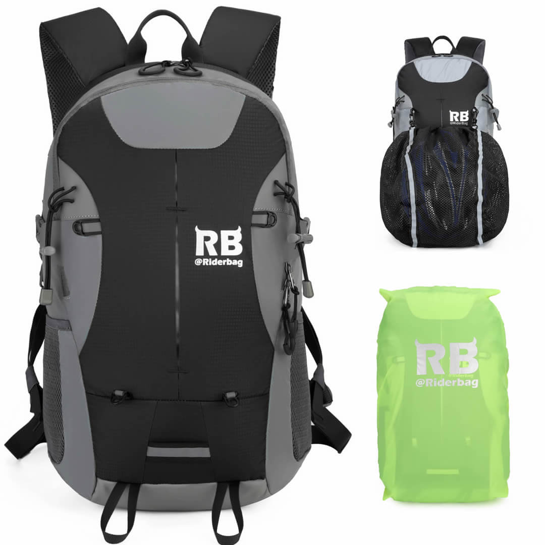 bike laptop backpack Riderbag Reflective Backpack. Bike, Hiking, and Motorcycle Backpack (Black) Adult Unisex, Size: 35 Large