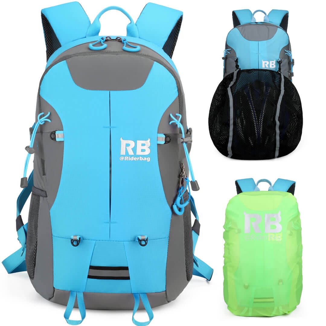 biking laptop backpack High Visibility Blue Reflective Commuter Bike Backpack |Riderbag Reflektor35