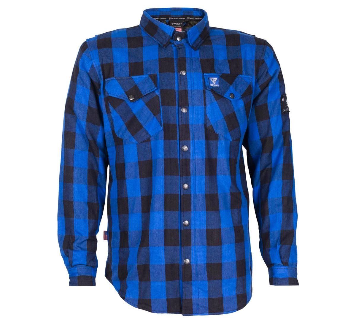 Protective Flannel Shirt with Pads - Blue Checkered