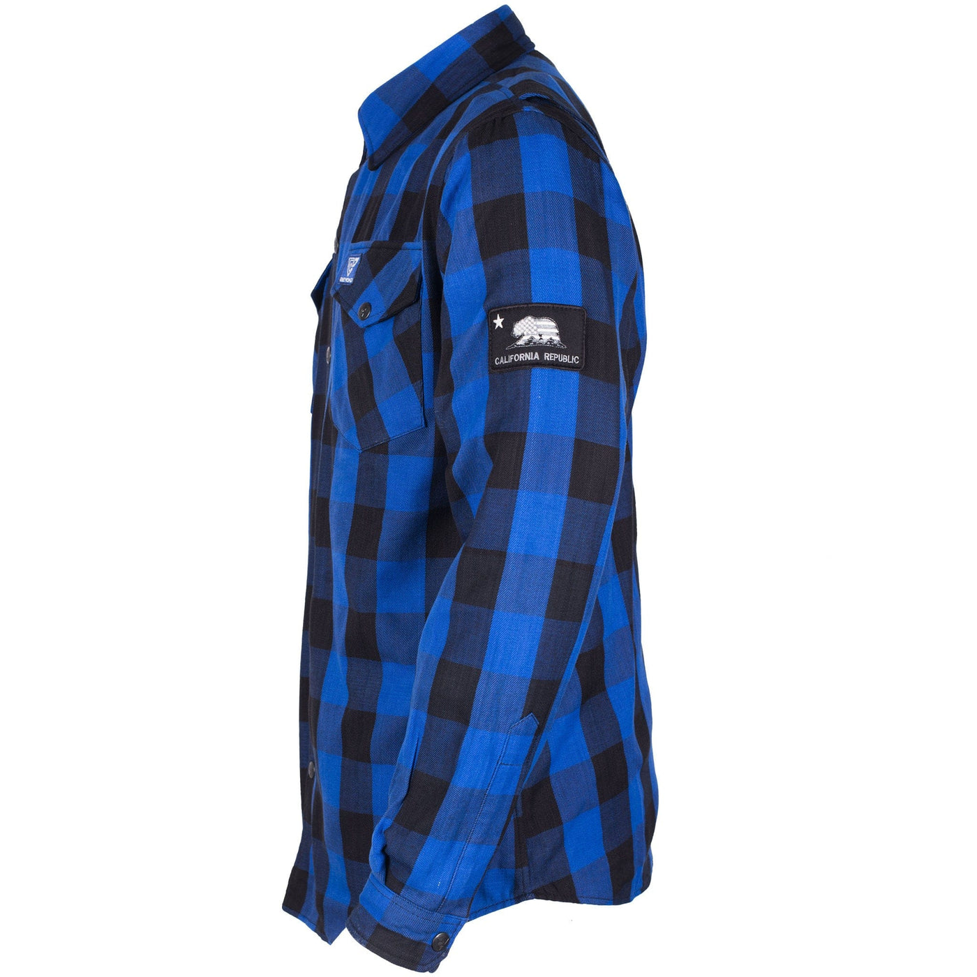 Protective Flannel Shirt with Pads - Blue Checkered