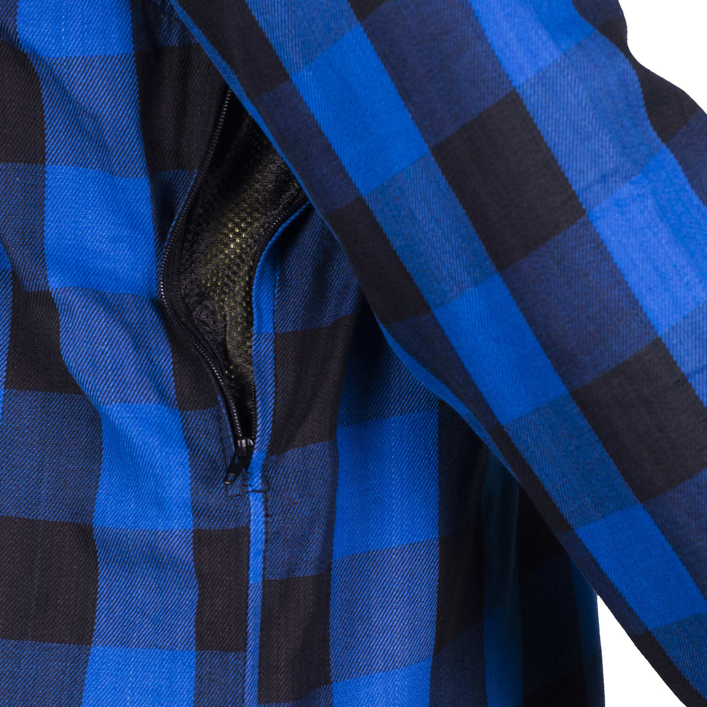 Protective Flannel Shirt with Pads - Blue Checkered