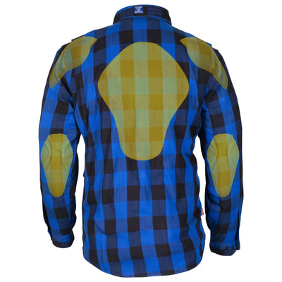 Protective Flannel Shirt with Pads - Blue Checkered