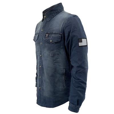 Protective Jeans Jacket with Pads - Blue Faded