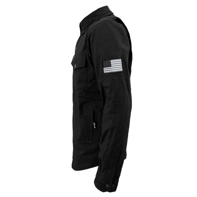 Protective Canvas Jacket with Pads for Men - Black Solid
