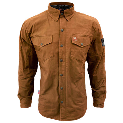 Protective Canvas Jacket with Pads for Men - Light Brown
