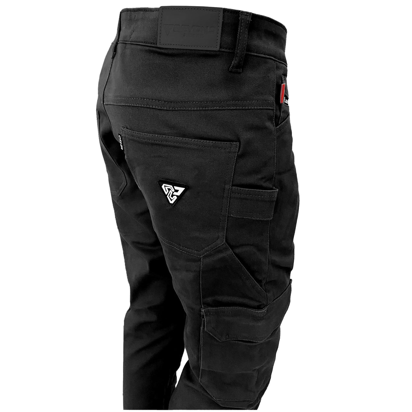 Straight Leg Cargo Pants with Pads - Black