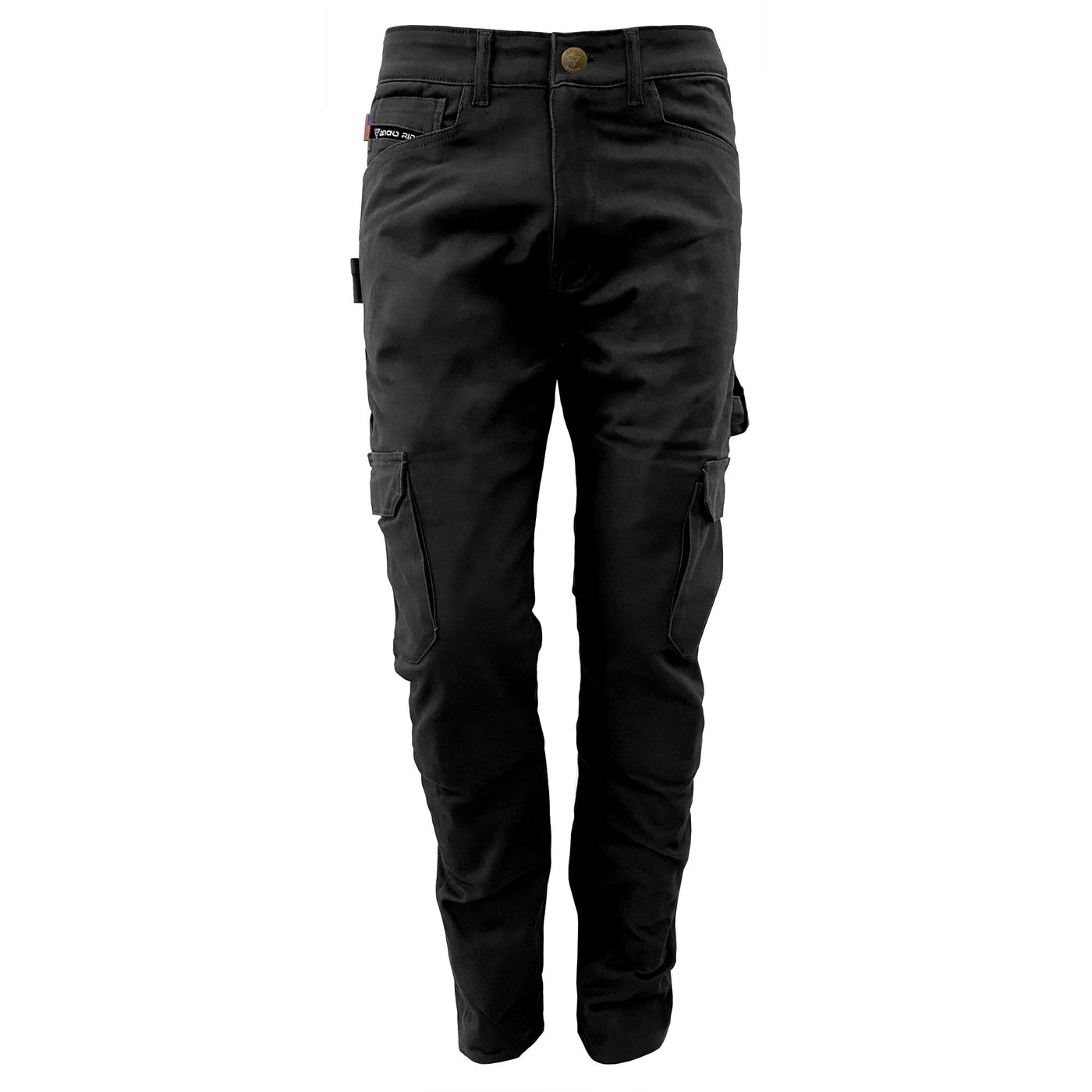 Straight Leg Cargo Pants with Pads - Black