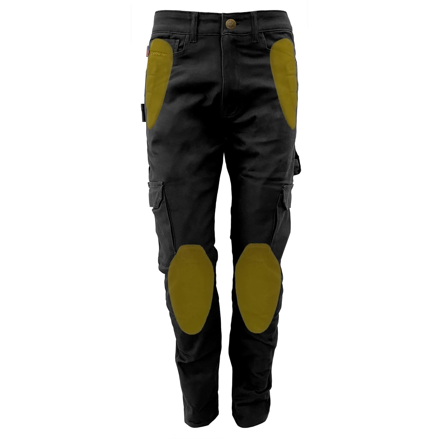 Straight Leg Cargo Pants with Pads - Black