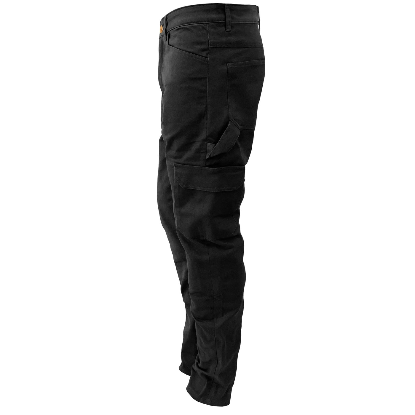 Straight Leg Cargo Pants with Pads - Black