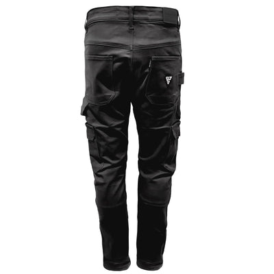 Straight Leg Cargo Pants with Pads - Black