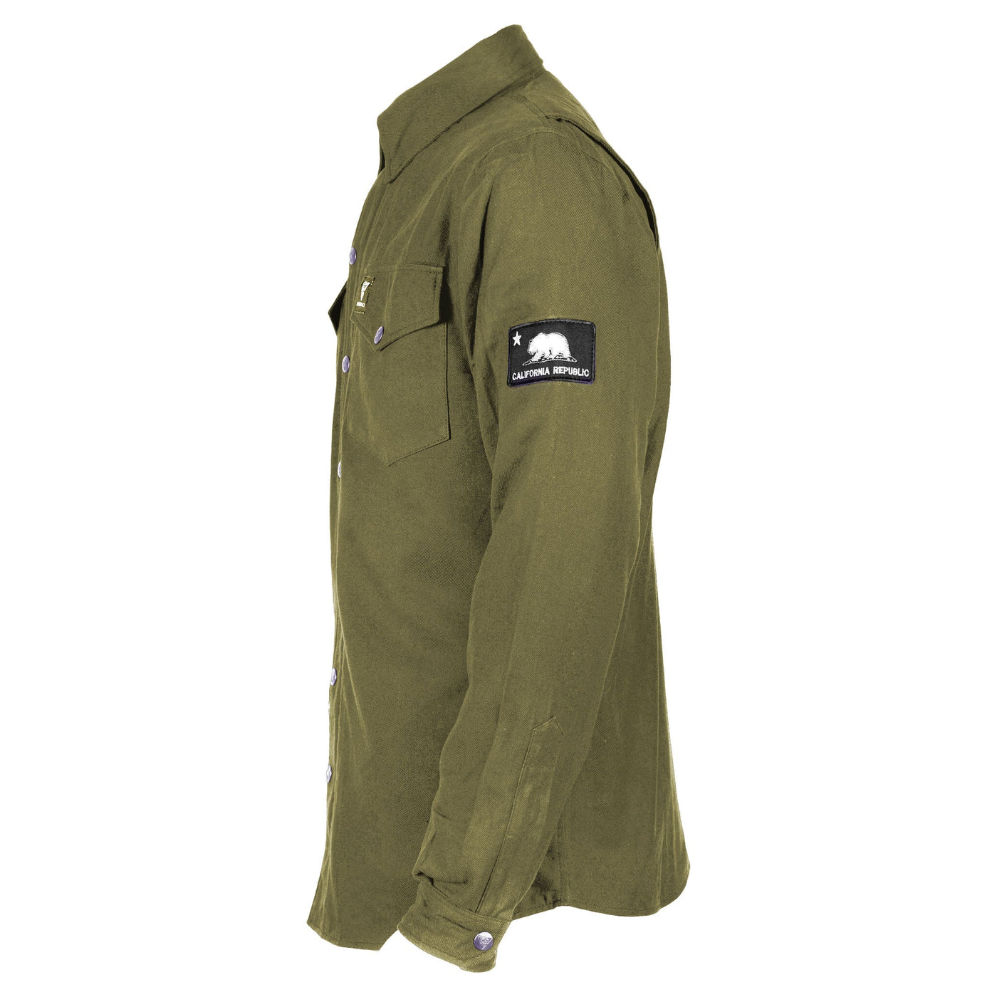 Protective Flannel Shirt with Pads - Army Green Solid