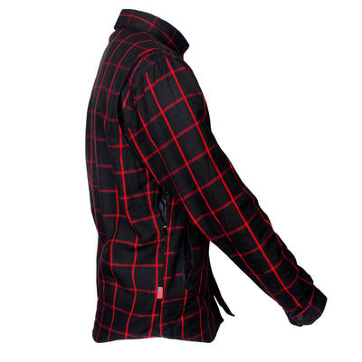 Protective Flannel Shirt with Pads "Crimson Lane" - Black and Red Stripes