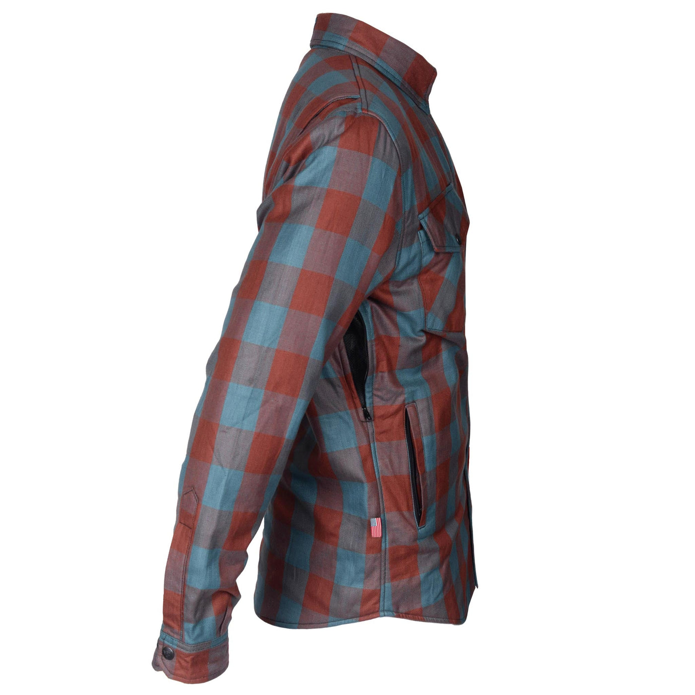Protective Flannel Shirt with Pads "Teal Trail" - Light Brown and Teal Checkered