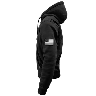 Protective Fleece Unisex Hoodie with Pads - Black Matte