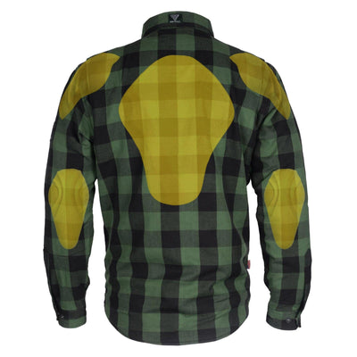 Protective Flannel Shirt with Pads "Forest Fury" - Green and Black