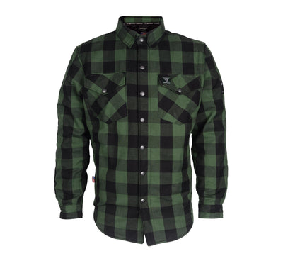 Protective Flannel Shirt with Pads "Forest Fury" - Green and Black