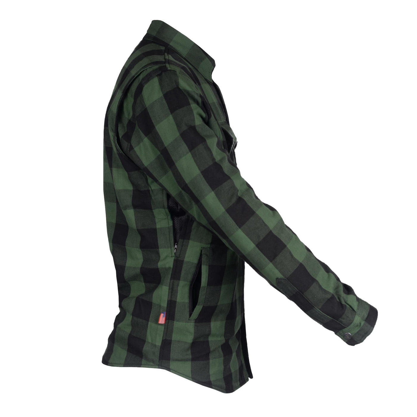 Protective Flannel Shirt with Pads "Forest Fury" - Green and Black