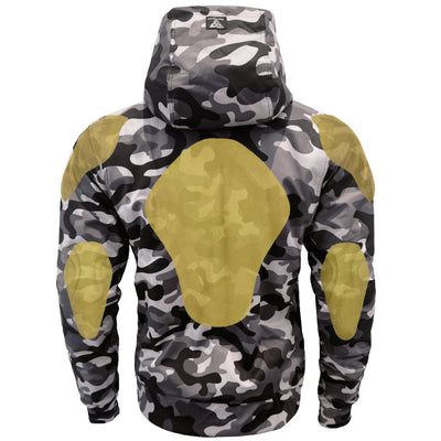 Protective SoftShell Unisex Camouflage Hoodie with Pads - "Grey Boomer"