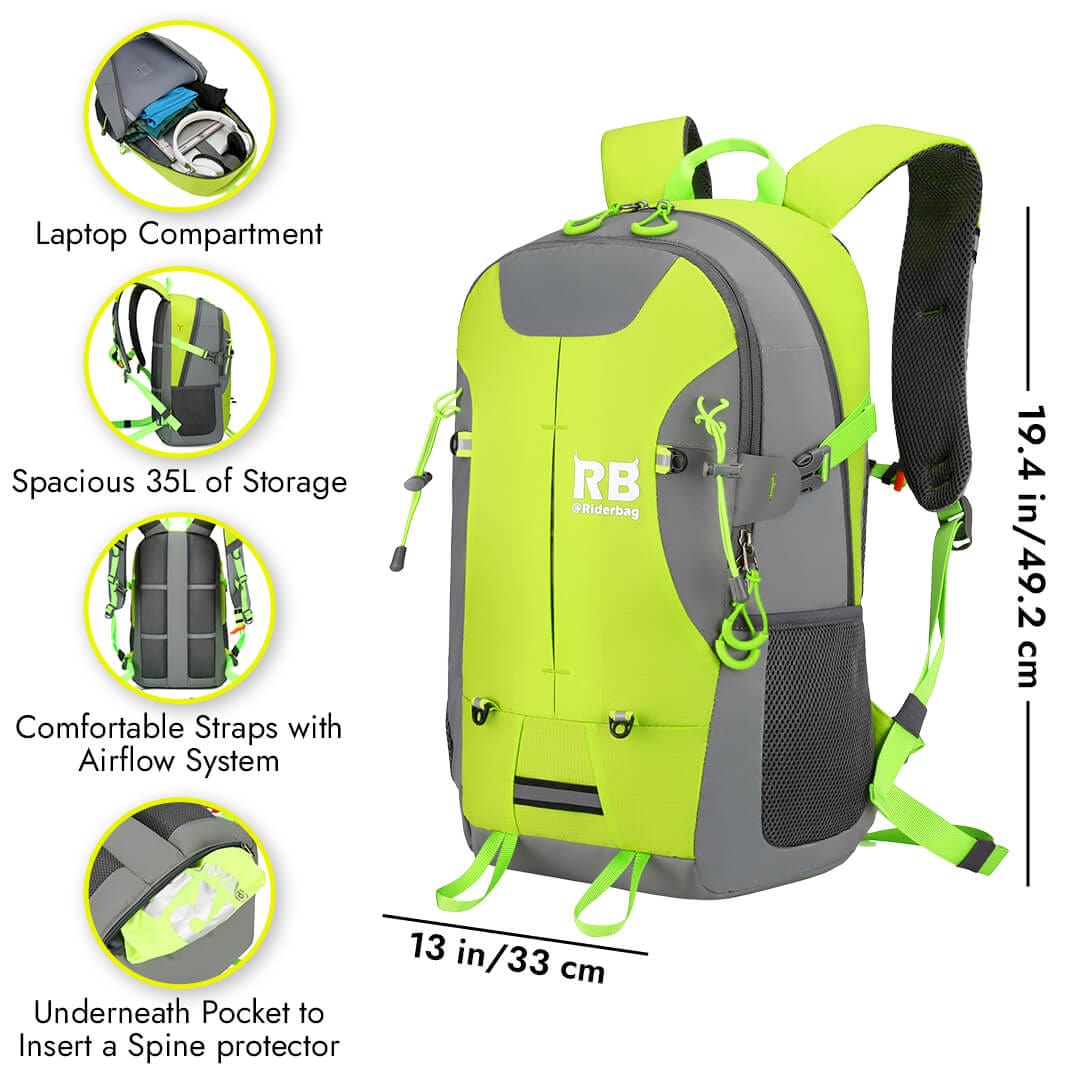 bike backpack for laptop Riderbag High Visibility Reflective |Riderbag Reflektor35, Adult Unisex, Size: 35 Large, Green Waxed B & M BW6 (A4 sheet size) Reversible Color:Orange/Chrome