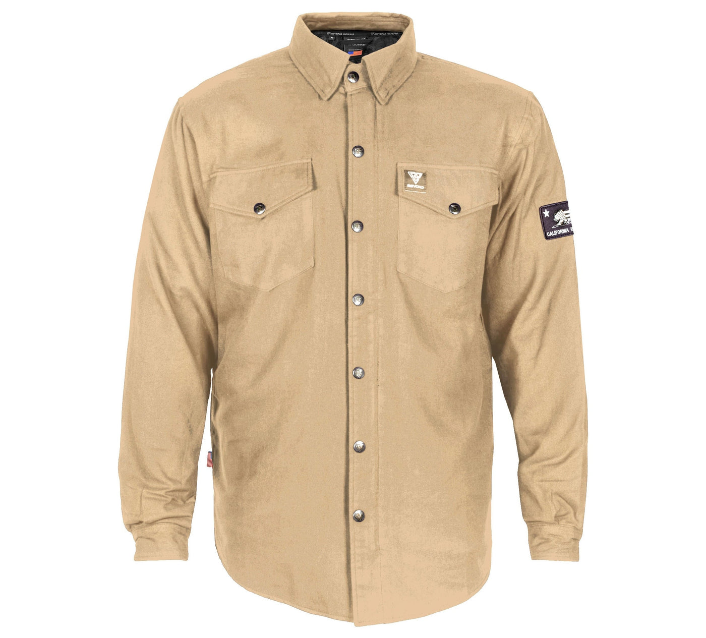 Protective Flannel Shirt with Pads - Khaki Solid