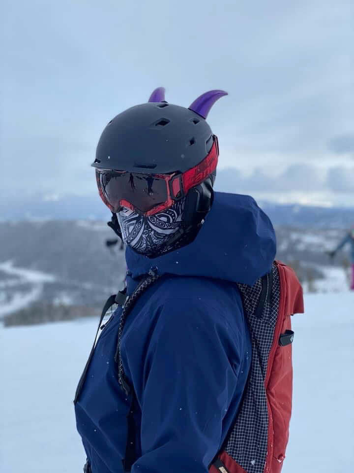 demon faktor ski & snowboard helmet Flair MagNeatOhz: Large Purple Devil Horns for Helmet – One Stop Board Shop Shine Yellow Color:Melt Black Designed for skiers and 80L Survival Backpack -
