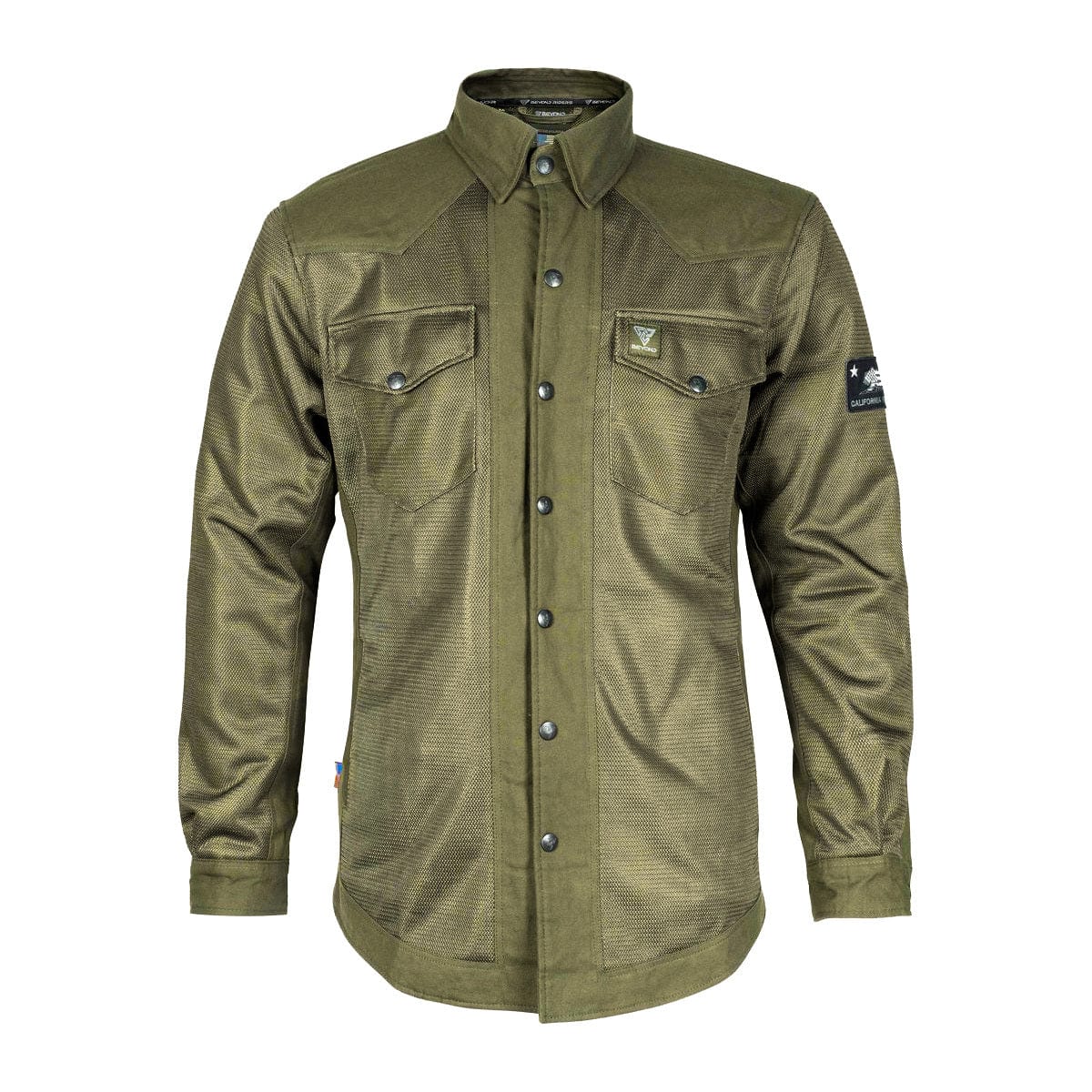 Protective Summer Mesh Shirt with Pads - Army Green Solid
