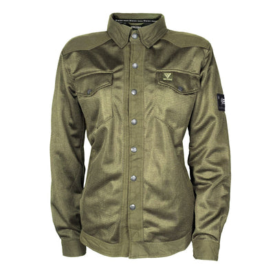 Protective Summer Mesh Shirt with Pads for Women - Army Green Solid