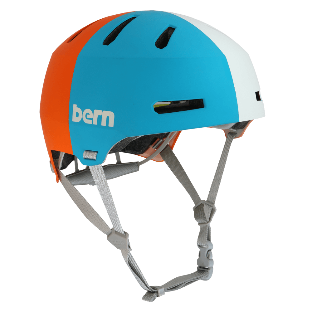 bern bike helmet blue and orange Macon 2.0 MIPS making it a reliable choice for aggressive sports Bern Nino 2.0 youth bike