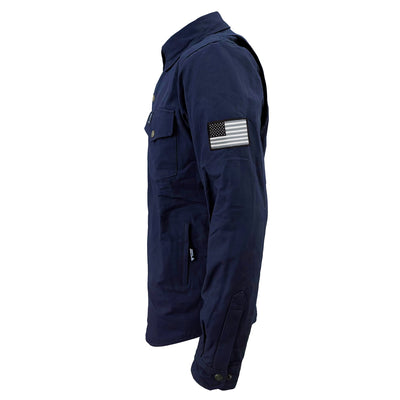 Protective Canvas Jacket with Pads for Men - Navy Blue Solid