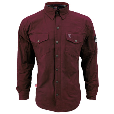 Protective Canvas Jacket with Pads for Men - Red Maroon