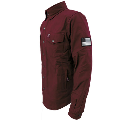 Protective Canvas Jacket with Pads for Men - Red Maroon