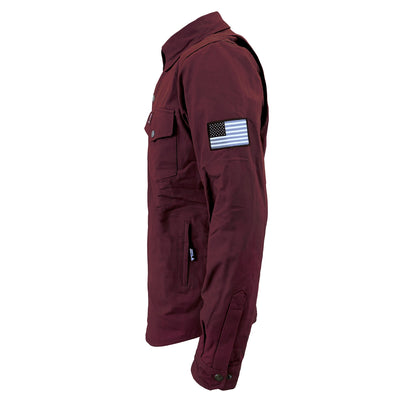 Protective Canvas Jacket with Pads for Men - Red Maroon