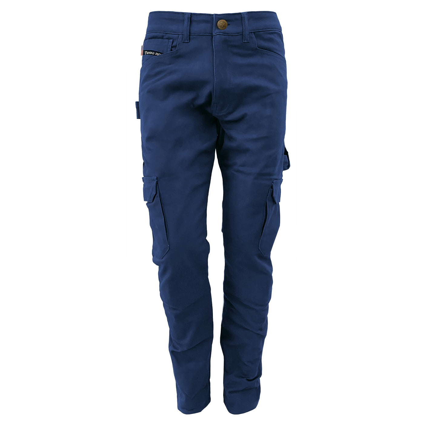 Straight Leg Cargo Pants with Pads - Navy Blue