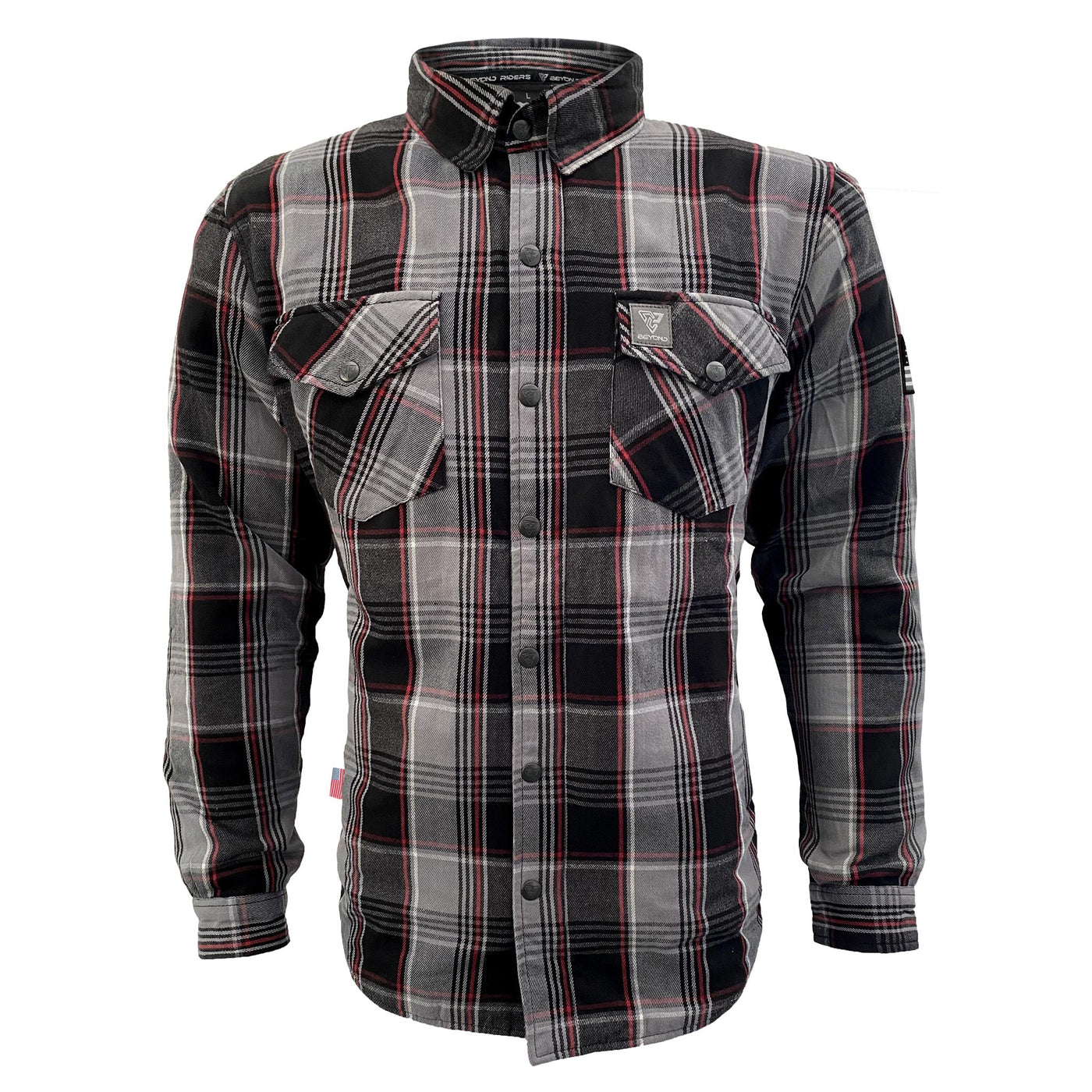 Protective Flannel Shirt For Men with Pads - Grey, Black, Red Checkered