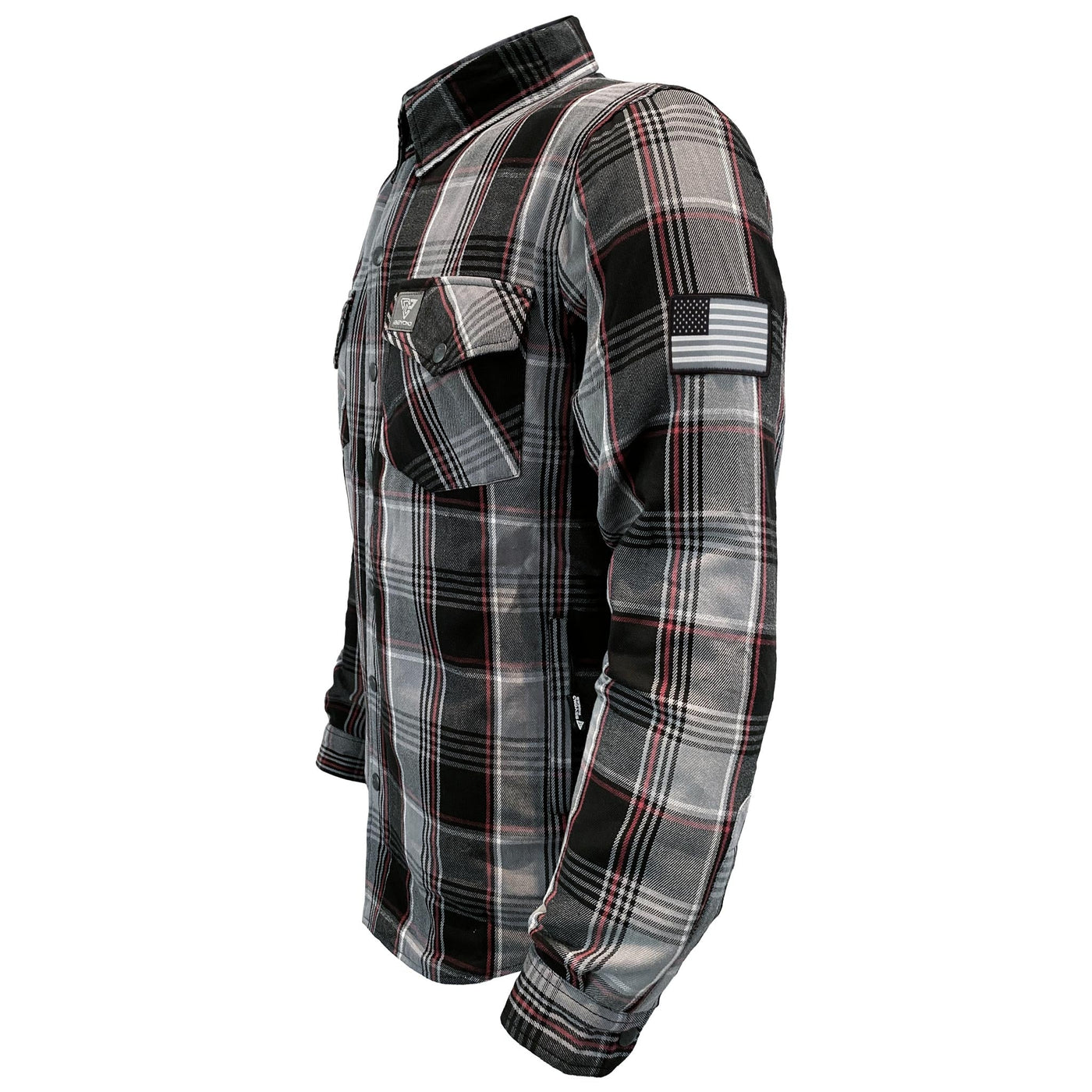 Protective Flannel Shirt For Men with Pads - Grey, Black, Red Checkered