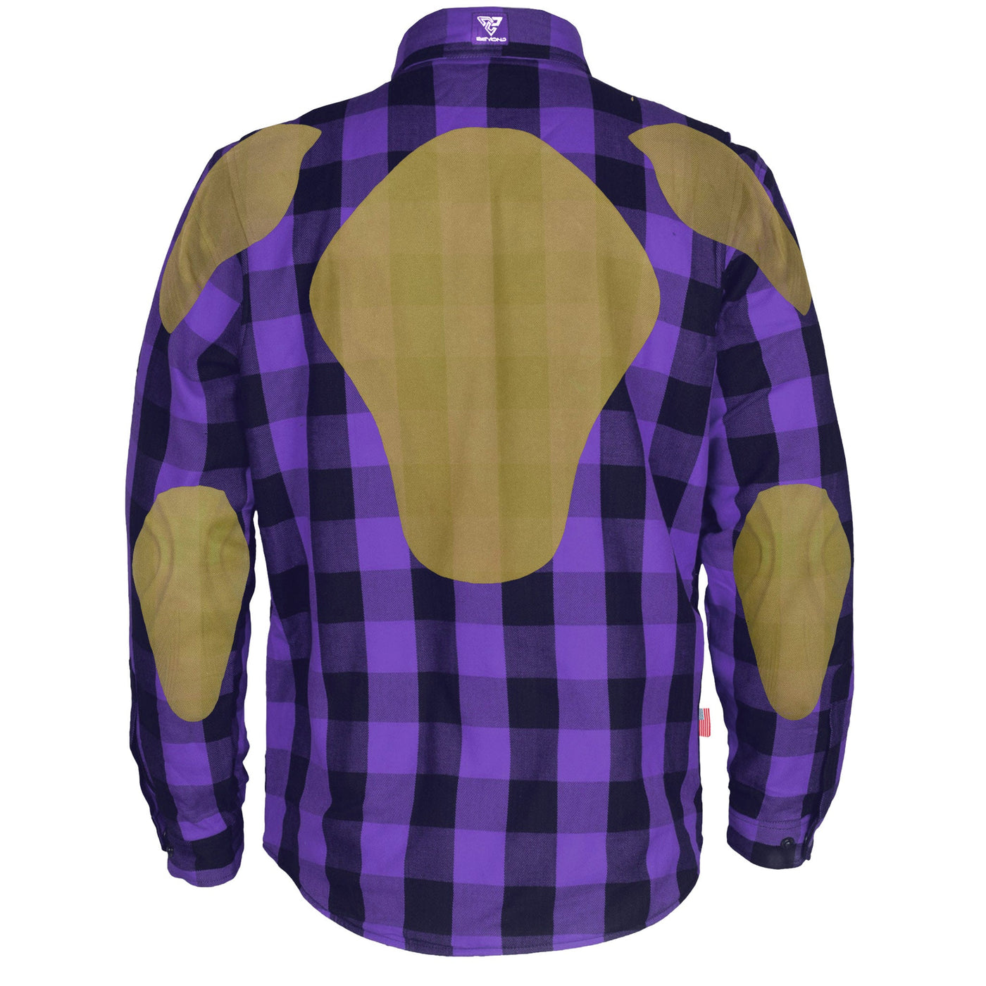 Protective Flannel Shirt with Pads "Purple Rain" - Purple and Black Checkered