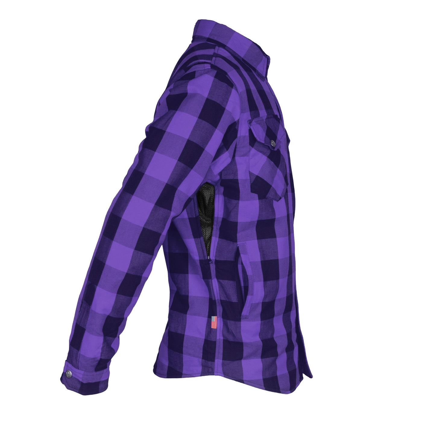Protective Flannel Shirt with Pads "Purple Rain" - Purple and Black Checkered