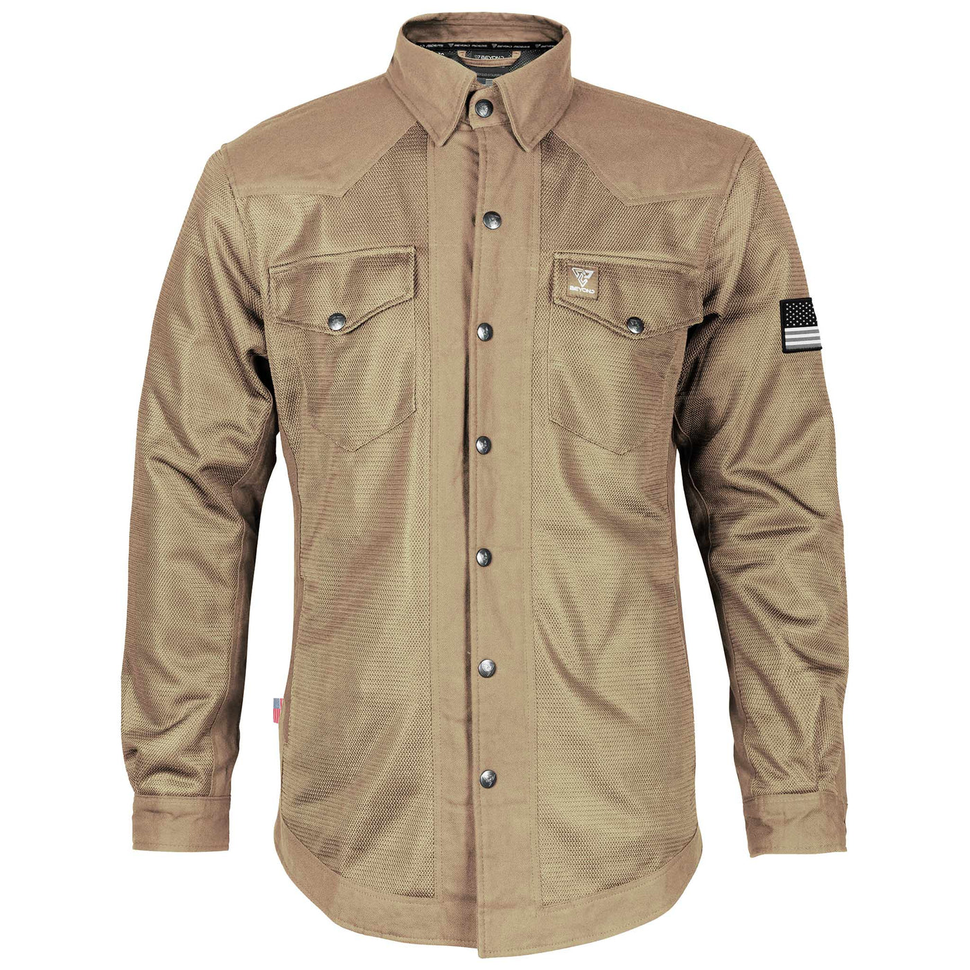 Protective Summer Mesh Shirt with Pads - Camel Solid