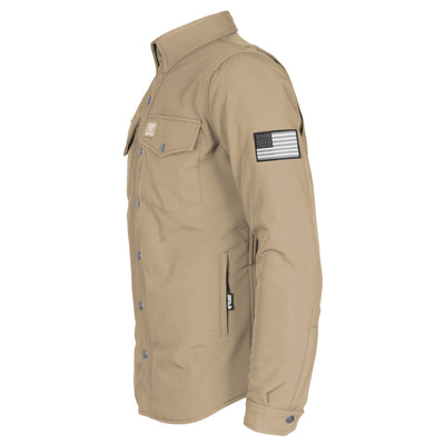 Protective SoftShell Winter Jacket with Pads for Men - Khaki Matte