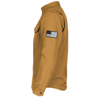 Protective SoftShell Winter Jacket with Pads for Men - Mustard Matte