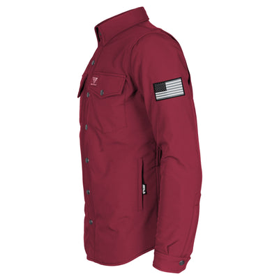 Protective SoftShell Winter Jacket for Men with Pads - Red Maroon Matte