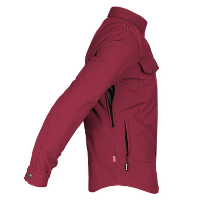 Protective SoftShell Winter Jacket for Men with Pads - Red Maroon Matte