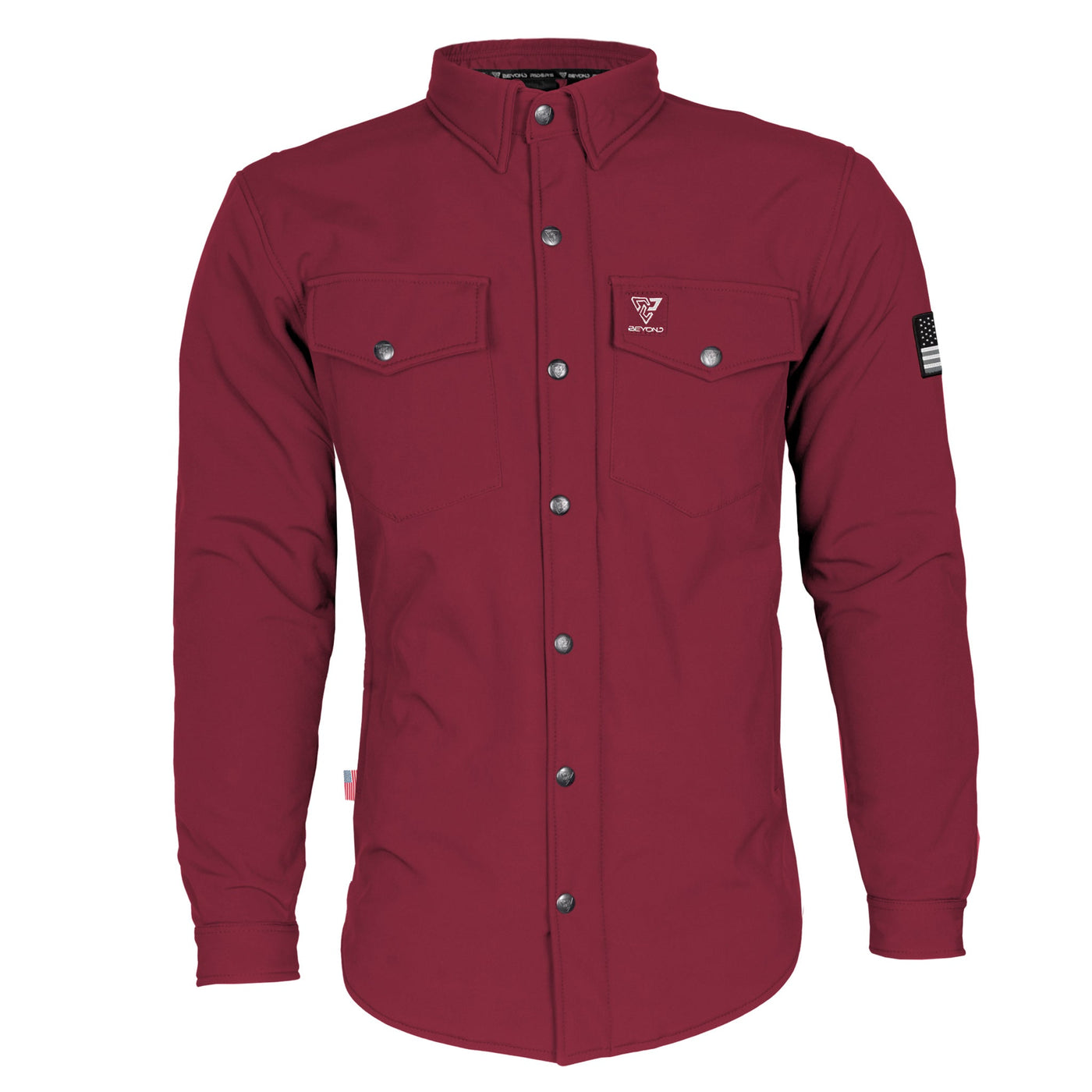 Protective SoftShell Winter Jacket for Men with Pads - Red Maroon Matte