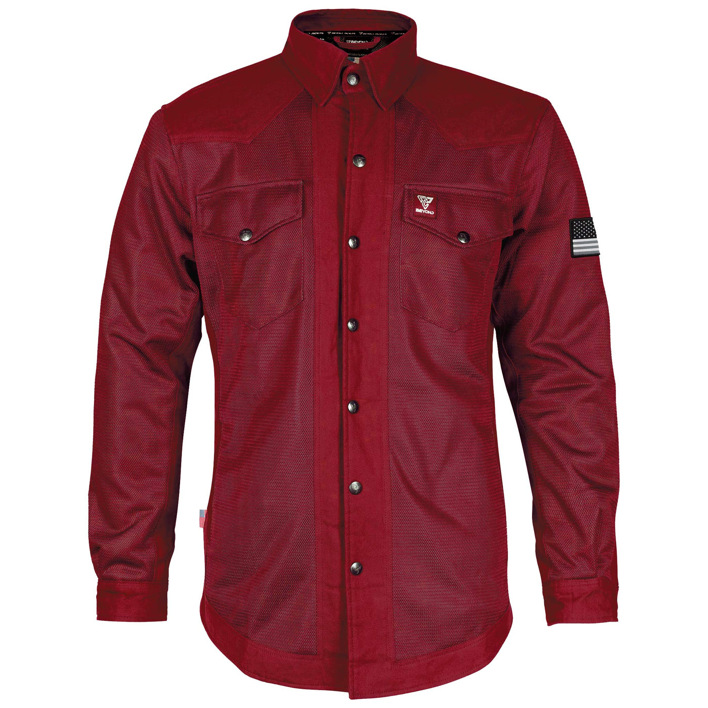Protective Summer Mesh Shirt with Pads - Red Maroon Solid